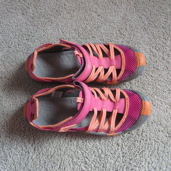 Jambu Youth Girls Water Sandals Size 4 Velcro Pink/Fuchsia/Coral/Gray Mary Jane - Picture 6 of 11